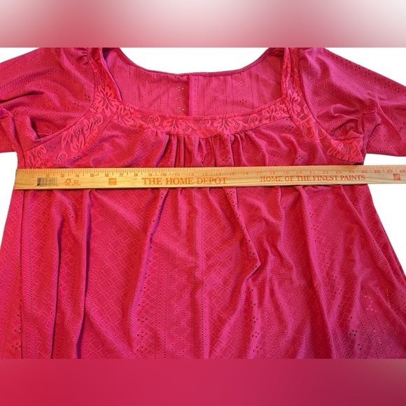 SHEIN Curve Plus Women’s Pink Square Neck Top Flowers on Neckline Size 24-26 NWT - Picture 9 of 10